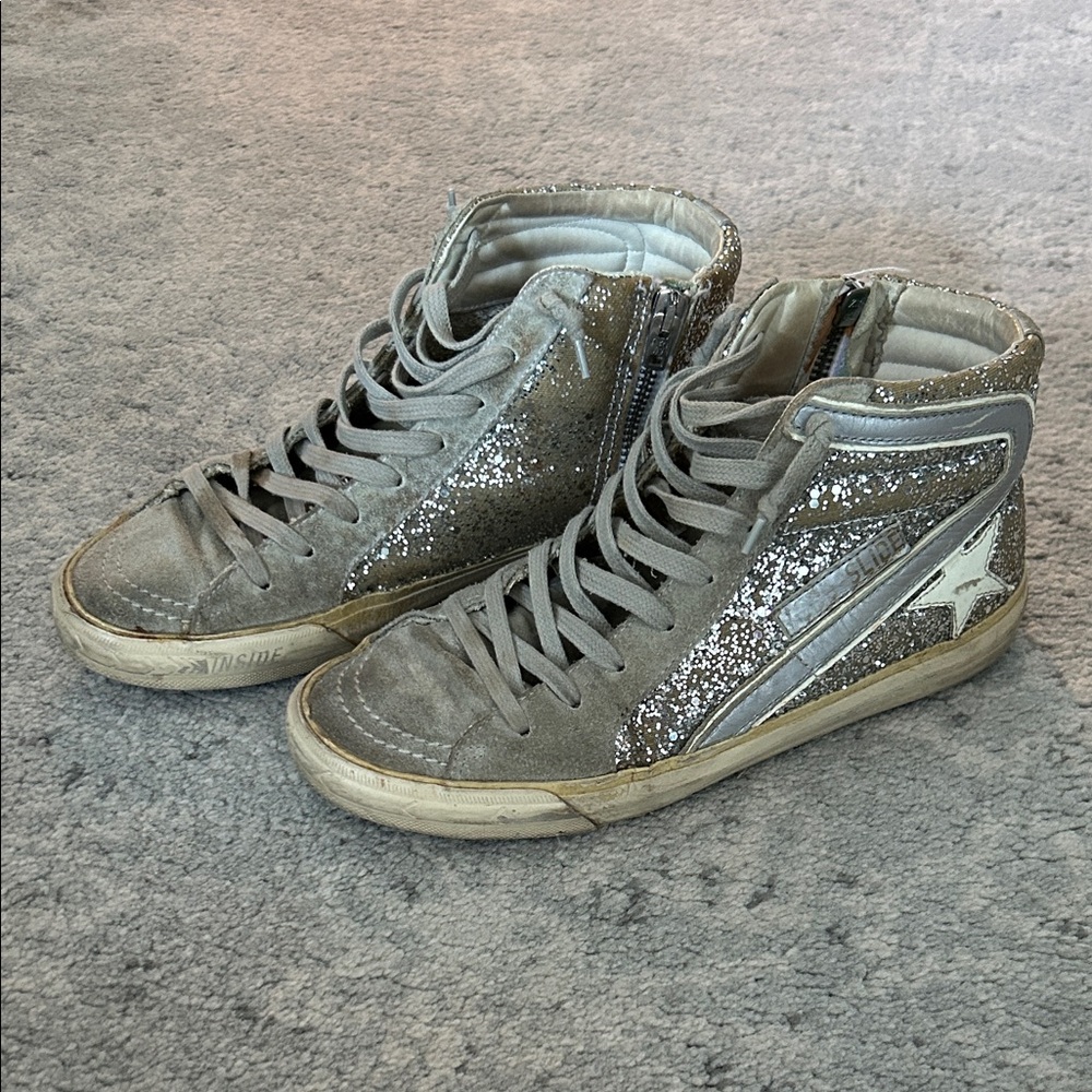 Golden Goose - gray with silver glitter heavily worn